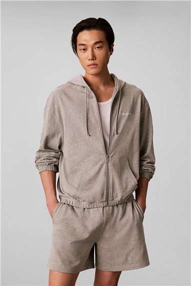 Calvin Klein Icon Essnl L/S Full Zıp Hoodıe Erkek Pijama Üstü Gri