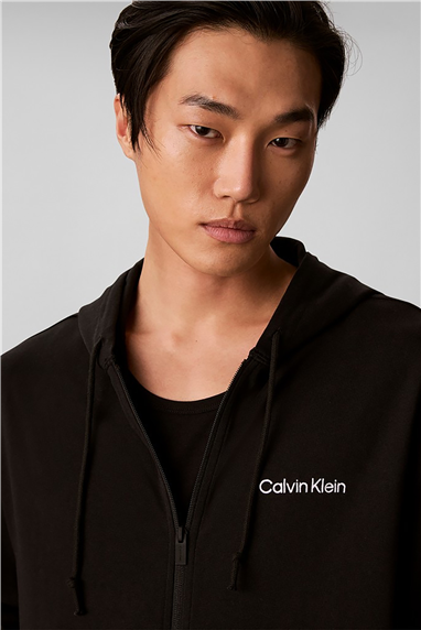 Calvin Klein Icon Essnl L/S Full Zıp Hoodıe Erkek Pijama Üstü Siyah