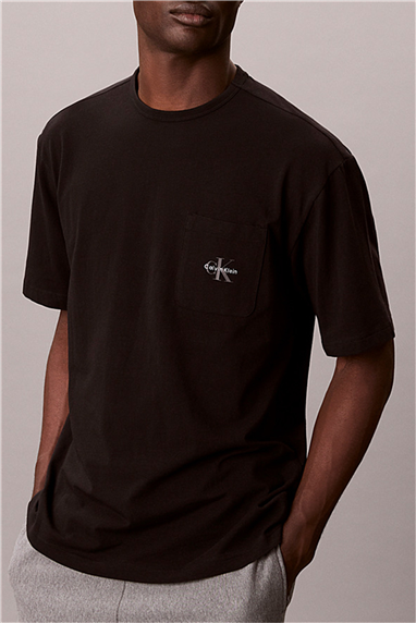 Calvin Klein Monogram S/S Crew Ne Erkek Pijama Üstü Siyah
