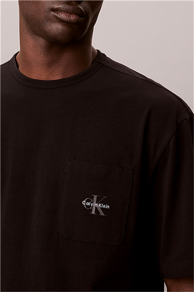 Calvin Klein Monogram S/S Crew Ne Erkek Pijama Üstü Siyah
