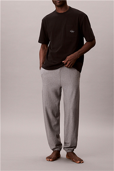 Calvin Klein Monogram S/S Crew Ne Erkek Pijama Üstü Siyah