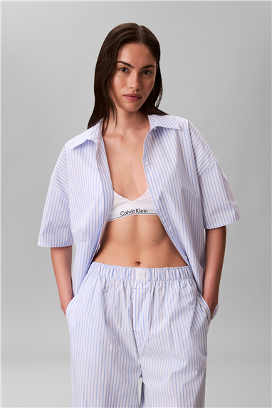 Calvin Klein Relaxed Poplin Ss Sh Kadın Pijama Üstü