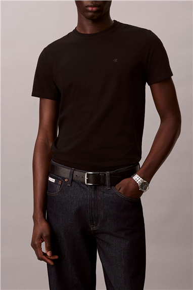 Calvin Klein Ss Supima Chest Emb Crewneck Tee Erkek Bisiklet Yaka T-Shirt Siyah