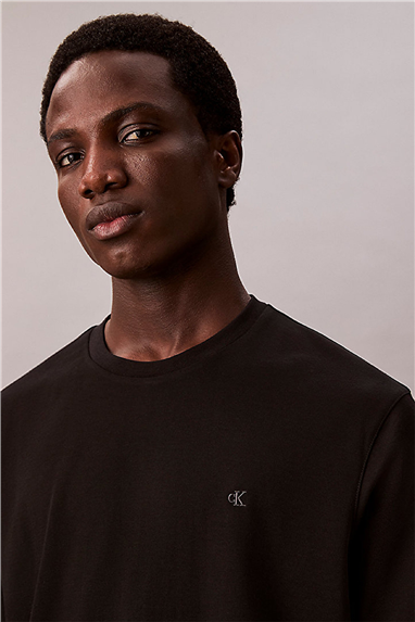 Calvin Klein Ss Supima Chest Emb Crewneck Tee Erkek Bisiklet Yaka T-Shirt Siyah