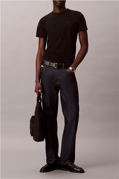 Calvin Klein Ss Supima Chest Emb Crewneck Tee Erkek Bisiklet Yaka T-Shirt Siyah