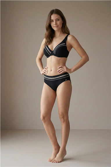 Charmline A-Charmline Textured Dimension Kadın Bikini Takımı Siyah