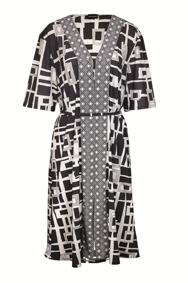 Charmline V-Charmline Graphic Frame Kadın Kaftan Siyah