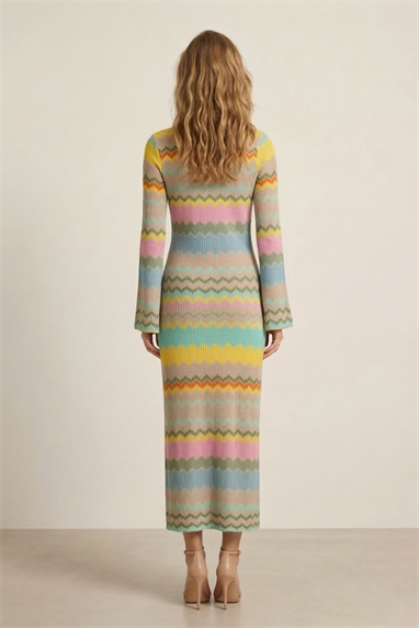Lalamia Kadın Missoni Renkli Aksesuarlı Elbise