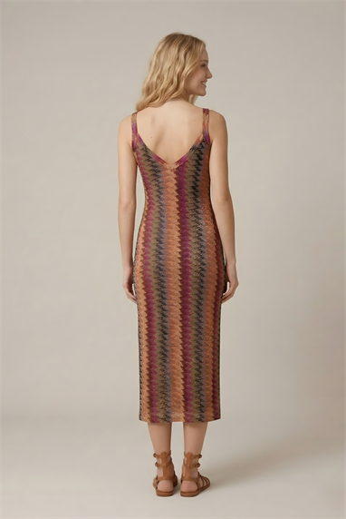 Lalamia Kadın Triko İpli Missoni Askılı Elbise Aksesuarlı