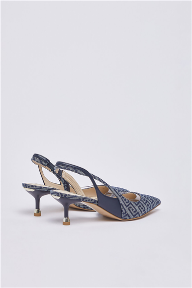 Liu Jo Deva 09 Sling Back Monogram Kadın Topuklu Ayakkabı Mavi