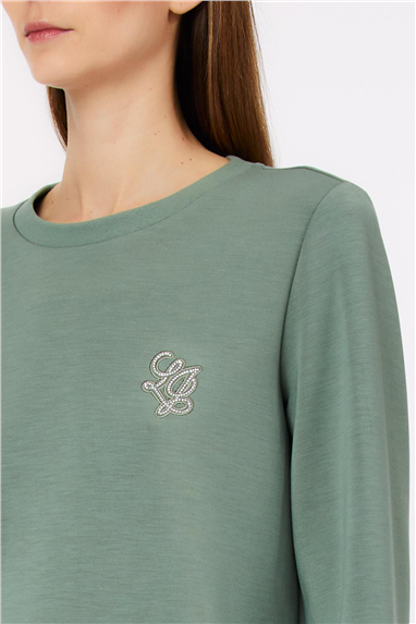 Liu Jo Ecs Felpa Chiusa Kadın Bisiklet Yaka Sweatshirt