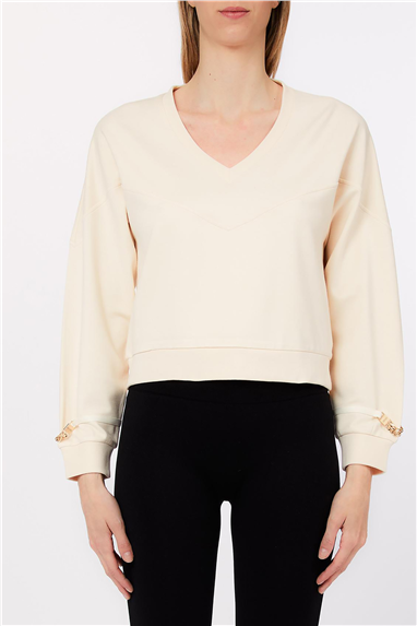 Liu Jo Ecs Felpa Chiusa Kadın Bisiklet Yaka Sweatshirt