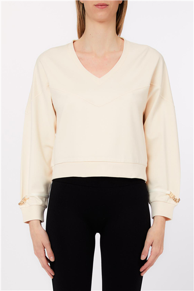 Liu Jo Ecs Felpa Chiusa Kadın Bisiklet Yaka Sweatshirt