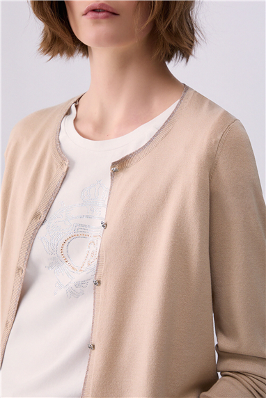 Liu Jo Ecs Maglia Aperta M/L Kadın Triko Bej