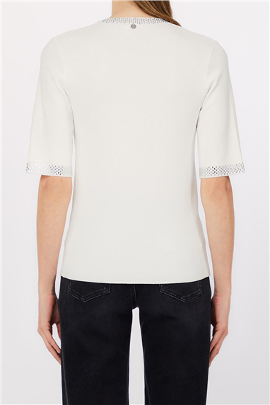 Liu Jo Ecs Maglia Chiusa M/C Kadın Triko Beyaz