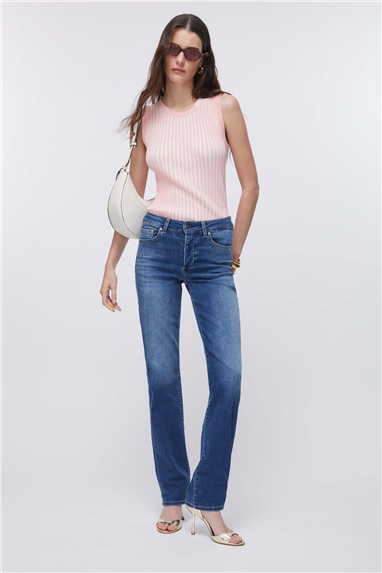 Liu Jo Ecs Pant.Authentic Straight Hw Kadın Jean Pantolon