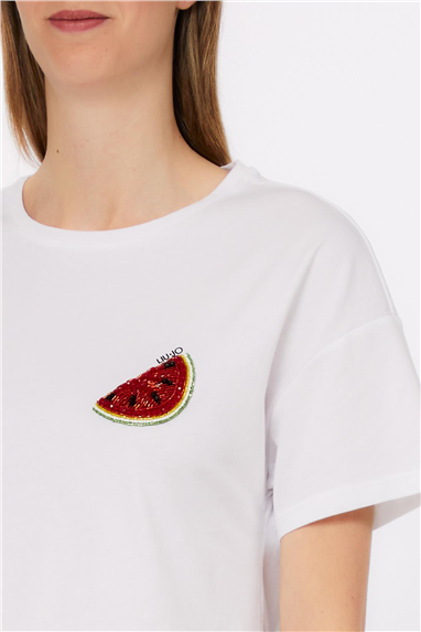 Liu Jo Ecs T-Shirt Moda M/C Kadın Bisiklet Yaka T-Shirt Çok Renkli