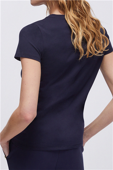 Liu Jo Ecs T-Shirt Moda M/C Kadın Bisiklet Yaka T-Shirt Mavi