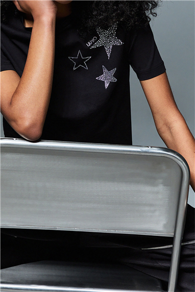 Liu Jo Ecs T-Shirt Moda M/C Kadın Bisiklet Yaka T-Shirt Çok Renkli