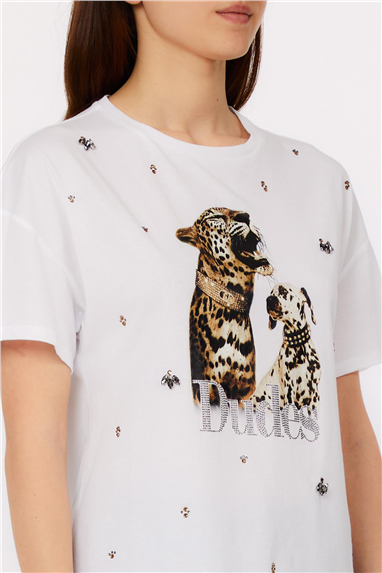 Liu Jo Ecs T-Shirt Moda M/C Kadın Bisiklet Yaka T-Shirt