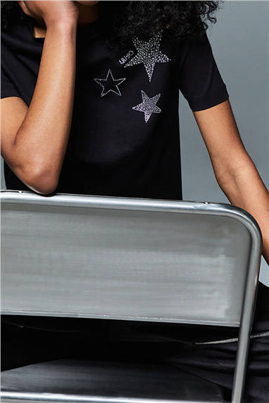 Liu Jo Ecs T-Shirt Moda M/C Kadın Bisiklet Yaka T-Shirt Çok Renkli