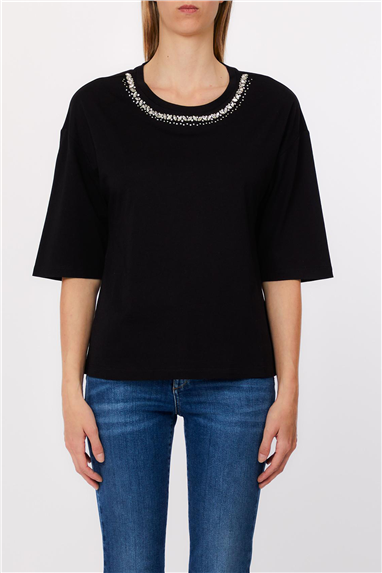 Liu Jo Ecs T-Shirt Moda M/C Kadın Bisiklet Yaka T-Shirt