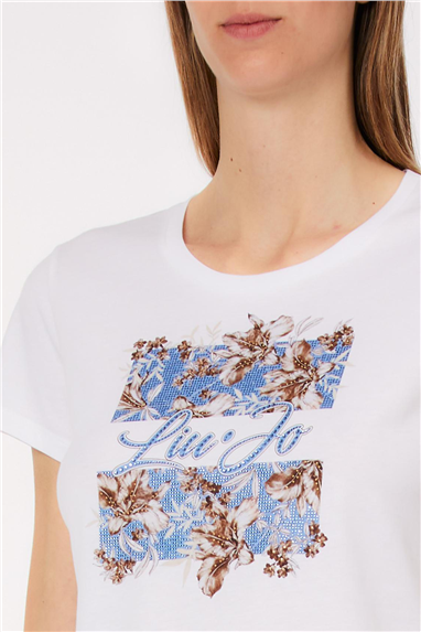 Liu Jo Ecs T-Shirt Moda M/C Kadın Bisiklet Yaka T-Shirt