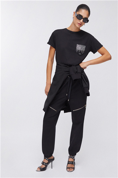 Liu Jo Ecs T-Shirt Moda M/C Kadın Bisiklet Yaka T-Shirt