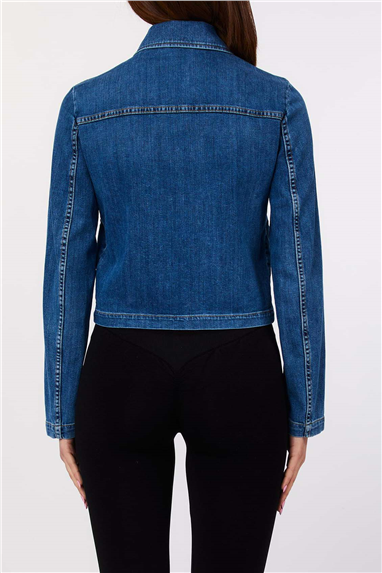 Liu Jo Giacca Denim Braid Kadın Kot Mont Mavi