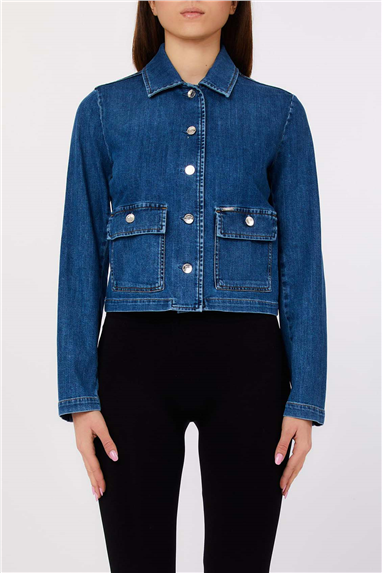 Liu Jo Giacca Denim Braid Kadın Kot Mont Mavi