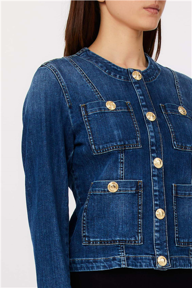 Liu Jo Giubbino Button Kadın Kot Mont