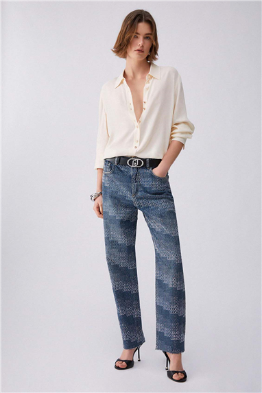 Liu Jo Pant.Straight Fit Hw Kadın Jean Pantolon