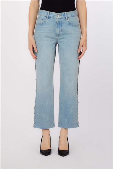 Liu Jo Pant. Straight Split Kadın Jean Pantolon