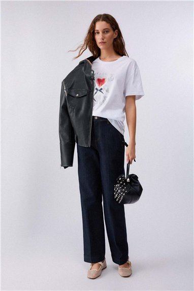 Liu Jo Pant.Straight Jetted H.W. Kadın Jean Pantolon