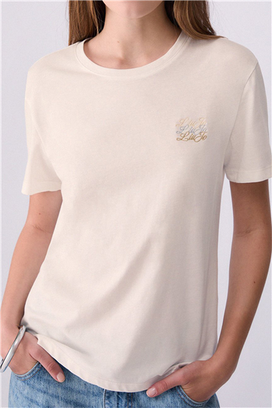 Liu Jo T-Shirt Moda M/C Kadın Bisiklet Yaka T-Shirt