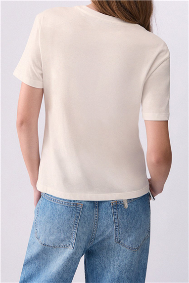 Liu Jo T-Shirt Moda M/C Kadın Bisiklet Yaka T-Shirt