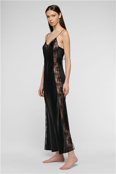 Luna di Seta Lace Seduction Negligee Kadın Gecelik Siyah