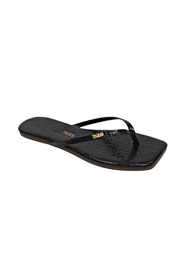 Tkees Kadın Crocodile Siyah Metal Logo Kare Burun Terlik Çok Renkli