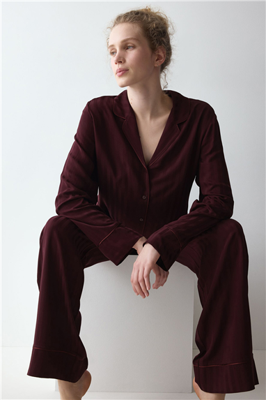 Triumph Amourette Jacquard PW Kadın Pijama Takımı Bordo