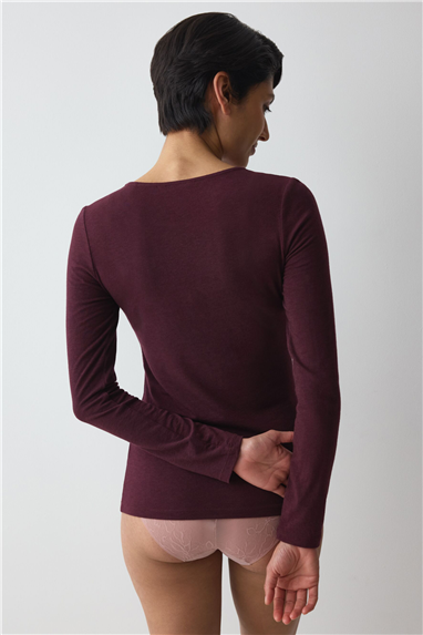 Triumph Beauty Layers LSL Top 04 Kadın Uzun Kollu T-Shirt Bordo