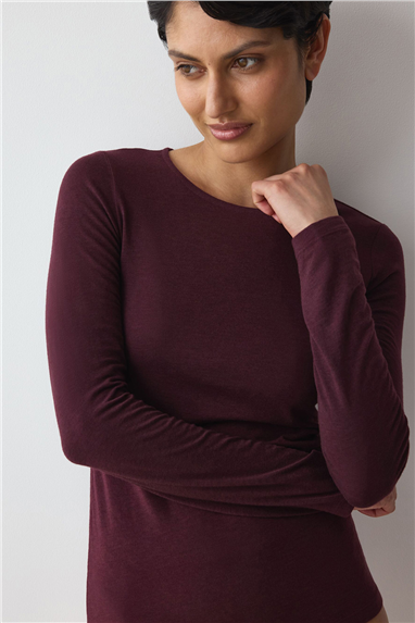 Triumph Beauty Layers LSL Top 04 Kadın Uzun Kollu T-Shirt Bordo