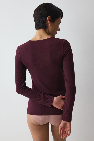 Triumph Beauty Layers LSL Top 04 Kadın Uzun Kollu T-Shirt Bordo