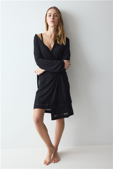 Triumph Comfort Allure Robe Kadın Sabahlık Siyah