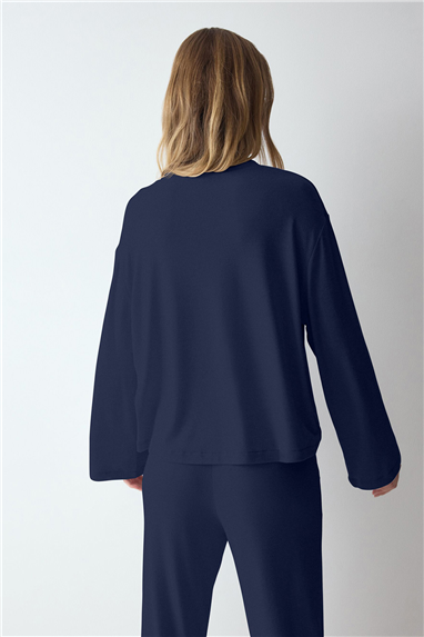 Triumph Cozy Comfort Top X 01 Kadın Uzun Kollu T-Shirt Mavi