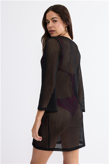 Triumph Kadın Beach MyWear Crochet Short Dress Plaj Elbisesi Siyah