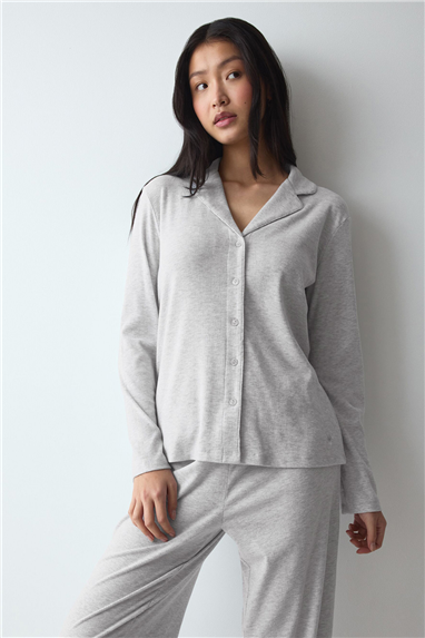 Triumph Mix & Match LSL Top BF Soft Kadın Pijama Üstü Gri