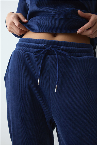 Triumph Velour Rib Trousers Kadın Eşofman Altı Lacivert