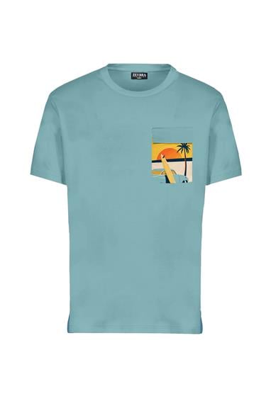 Zeybra Erkek Bisiklet Yaka T-Shirt