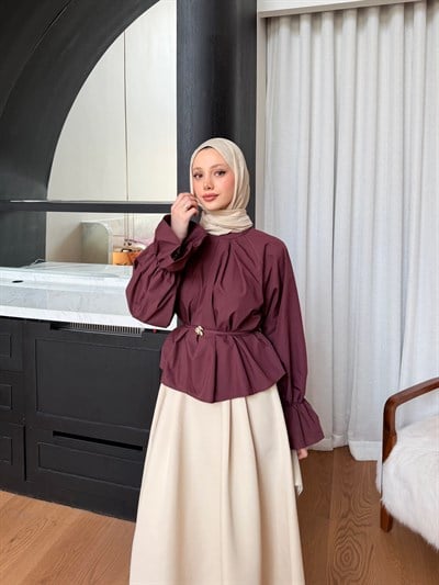 PİLE DETAYLI KISA GÖMLEK