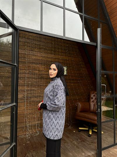  Yarım Boğazlı İkili Triko Siyah